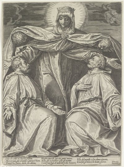 Mary bir kardeşliğin üyelerini koruyor by Agostino Carracci