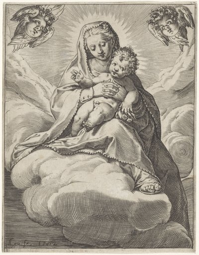 Bulutlarda Çocuklu Meryem by Agostino Carracci