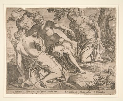 Merkür ve Üç Güzeller by Agostino Carracci