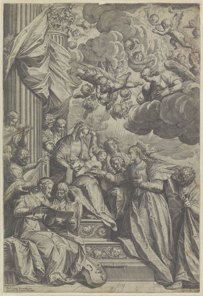 Aziz Catherine'in Mistik Evliliği by Agostino Carracci