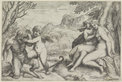 Aşk her şeyi fetheder (nesnedeki başlık) by Agostino Carracci