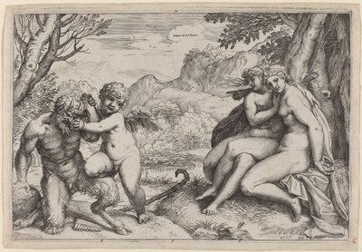 Pan Evcilleştirme Eros by Agostino Carracci