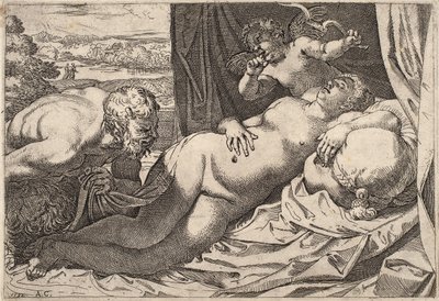 satir ve perisi by Agostino Carracci