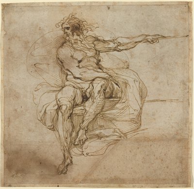 Oturan Erkek Çıplak [rekto] by Agostino Carracci