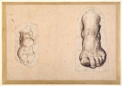 Kısaltmada bir ayağın iki çalışması (kağıt üzerinde kalem ve mürekkep) by Agostino Carracci