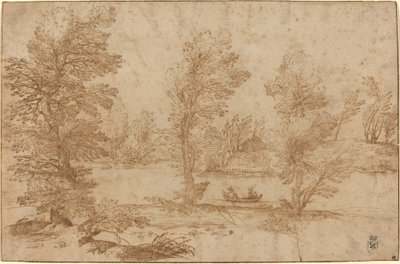 Tekne ile Woodland Nehri by Agostino Carracci