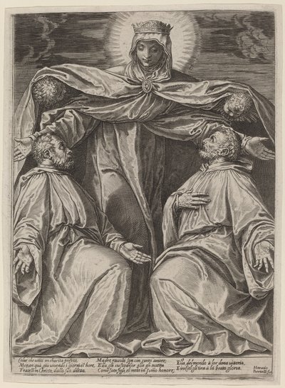 Bir Kardeşliğin İki Üyesini Koruyan Madonna by Agostino Carracci after Veronese