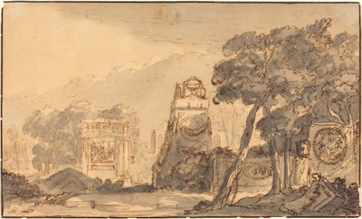 Antik Mezarlar ile Manzara by Agostino Mitelli