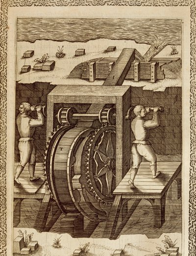 Suyun yer değiştirmesi için makine by Agostino Ramelli