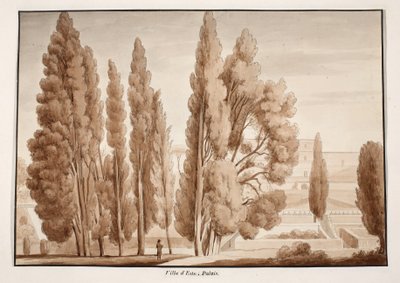 Villa d'Este, 1833 (kahverengi cilalı gravür) by Agostino Tofanelli