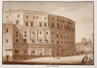 Marcellus Tiyatrosu, 1833 (kahverengi yıkama ile aşındırma) by Agostino Tofanelli