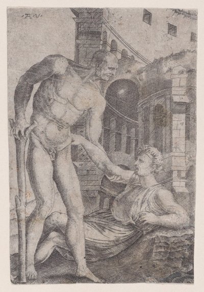 Bir Başkasının Ayaklarına Yardım Eden Adam, ca. 1514-36. by Agostino Veneziano