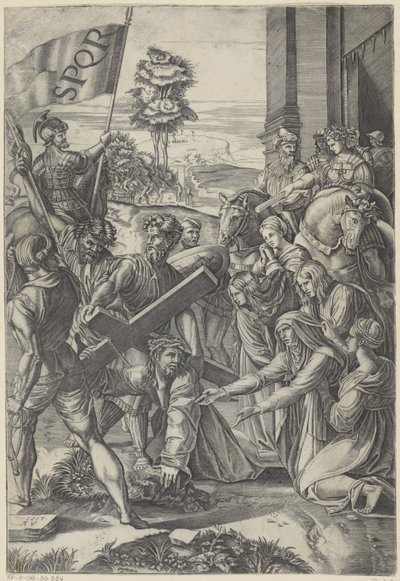 Mesih çarmıhın ağırlığına yenik düşer Il Spasimo di Sicilya by Agostino Veneziano
