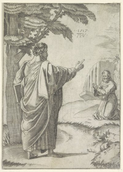 Aziz Paul ve Fransisken bir keşiş by Agostino Veneziano
