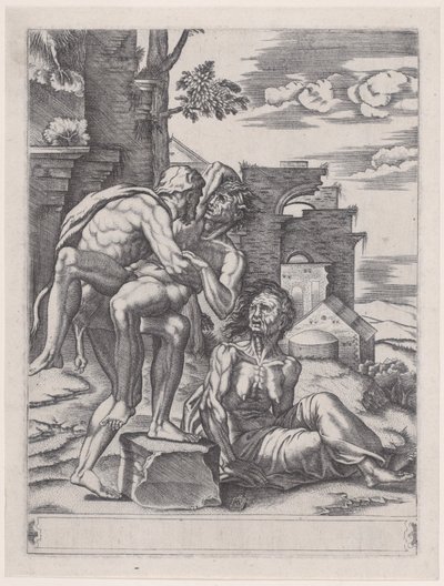 1533 tarihli Herkül ve Antaeus, 1533 tarihli. by Agostino Veneziano