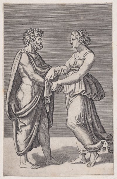 El ele tutuşan kadın ve erkek, 1516-17. by Agostino Veneziano