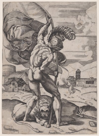 Bayraklı Adam, yak. 1514-36. by Agostino Veneziano