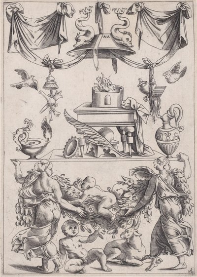 Süs Paneli, ca. 1514-36. by Agostino Veneziano