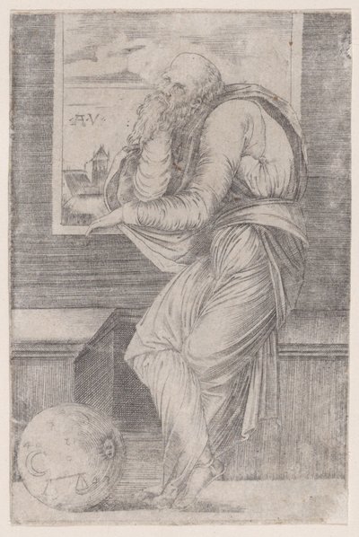Bir Pencerenin Yanında Oturan Filozof, yaklaşık. 1514-36., yakl. 1514-36. by Agostino Veneziano