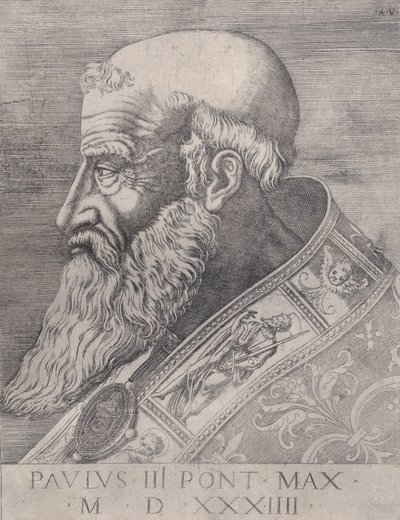 Papa III. Paul, Bareheaded, 1534 tarihli. by Agostino Veneziano