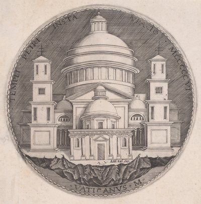1517 tarihli Aziz Petrus Bazilikası. by Agostino Veneziano