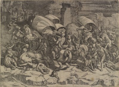 Scipio Africanus ve Kartacalılar Savaşı ("La bataille au cutelas") by Agostino Veneziano