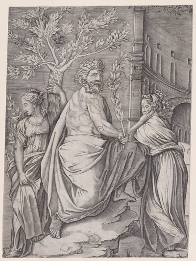 Defne Dalı Olan Adam, ca. 1514-36. by Agostino Veneziano