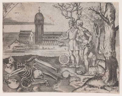 Bir Mezarlıkta İki Adam, ca. 1514-36. by Agostino Veneziano