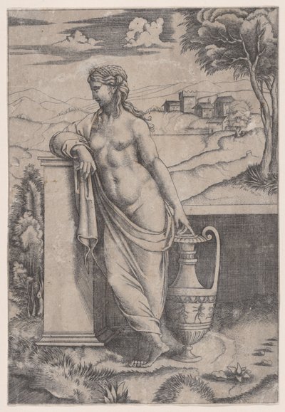 Vazonun Yanında Duran Kadın, ca. 1514-36. by Agostino Veneziano