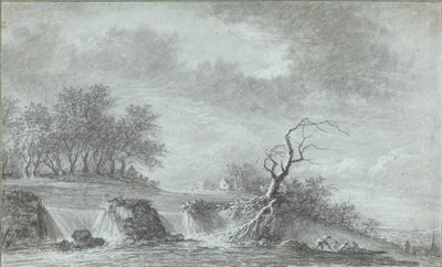 Şelaleli Nehir Manzarası by Aignan Thomas Desfriches