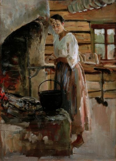 Karısı satış yapıyor by Akseli Valdemar Gallen-Kallela