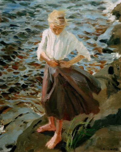 rüzgardaki kız by Akseli Valdemar Gallen-Kallela