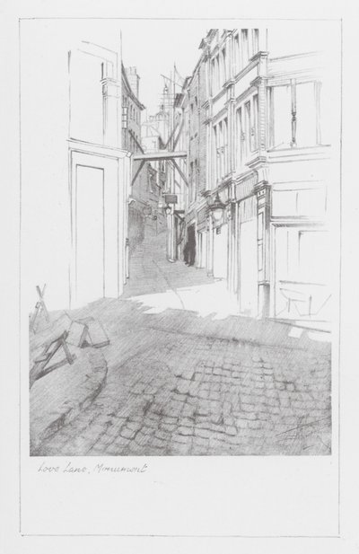 London Lanes: Love Lane, Monument (lito) by Alan Stapleton