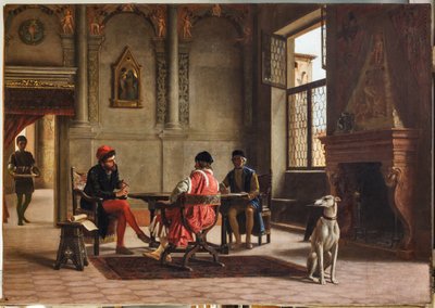 Ludovico Ariosto, Alberto Pio ile toplantı büyükelçisi olarak (tuval üzerine yağlı boya) by Albano Lugli
