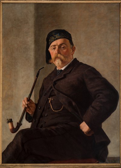 Borulu Adam (tuval üzerine yağlı boya) by Albano Lugli