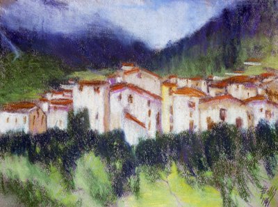 Alp manzarası, Alberico Balbi Valier (1869-1910 dolaylarında), kağıt üzerine pastel, 24x32 cm. İtalya by Alberico Balbi Valier