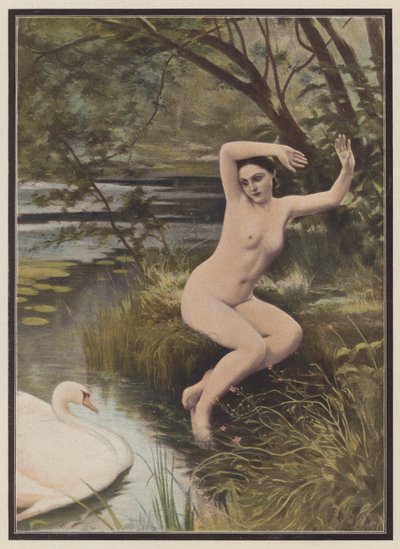 Leda, Yunan mitolojisinden Spartalı prenses (renkli taş) by Albert (after) Aublet