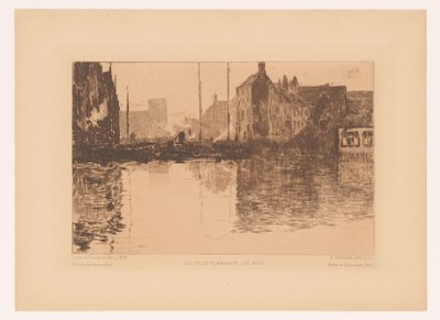 Flanders En ville Flamande'de liman manzarası, le soir (nesnedeki başlık) by Albert Baertsoen