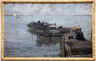 Aşağı Scheldt'te, Son Işınlar, Demirleyen Balıkçılar by Albert Baertsoen