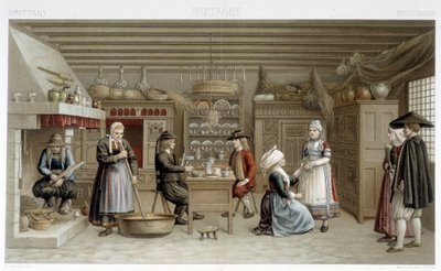 19. yüzyıl Breton kostümleri ve iç mekan - Racinet