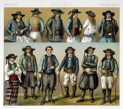 19. yüzyılın Finistère erkek kostümleri - Racinet tarafından “” Le kostüm ancien et historique”” by Albert Charles August Racinet