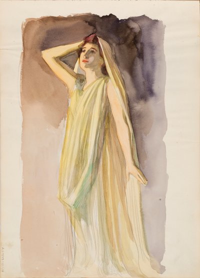 Alcestis rolünde Aino Ackté, tam vücut çizimi by Albert Edelfelt