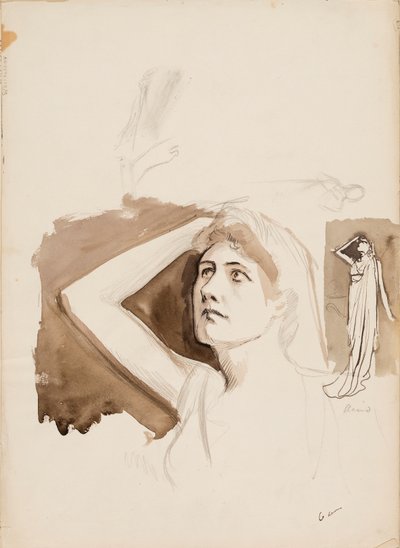 Alcestis rolünde Aino Ackté, eskiz by Albert Edelfelt