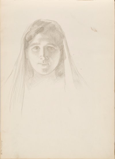 Alcestis rolünde Aino Ackté, yüz taslağı by Albert Edelfelt