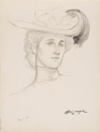 Şapkalı kadın (Mme Flore Deschamps) by Albert Edelfelt