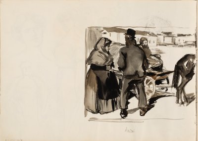 Atlı arabalar, üç kişi by Albert Edelfelt