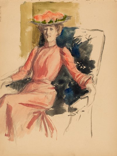 Şapkalı oturan kadın by Albert Edelfelt