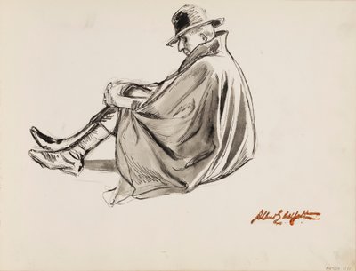 Pelerinli oturan adam by Albert Edelfelt
