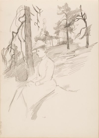 Manzara çizimi, ön planda kadın by Albert Edelfelt