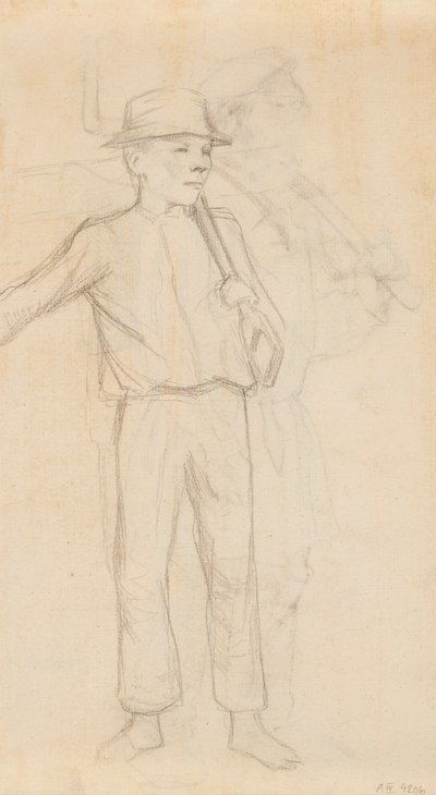 Çocuk, muhtemelen Veräjällä tablosu için bir eskiz by Albert Edelfelt